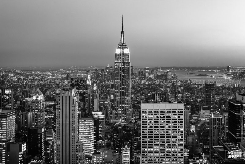 Vista de Nueva York desde el Top of the Rock, blanco y negro, por Adolfo Gosálvez. Venta de Fotografía de autor en edición limitada. AG Shop